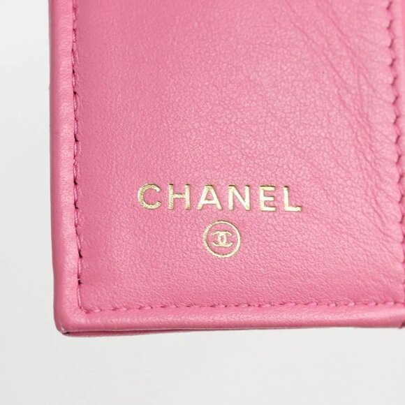CHANEL Matelasse Compact Wallet Lamb Skin Pink Gold - Picture 14 of 16